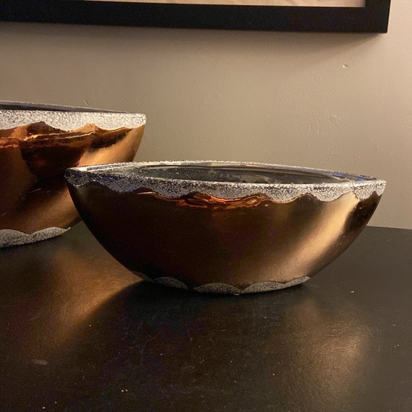 Bronze ceramic vases planters set of 2 - Picture 3 of 13